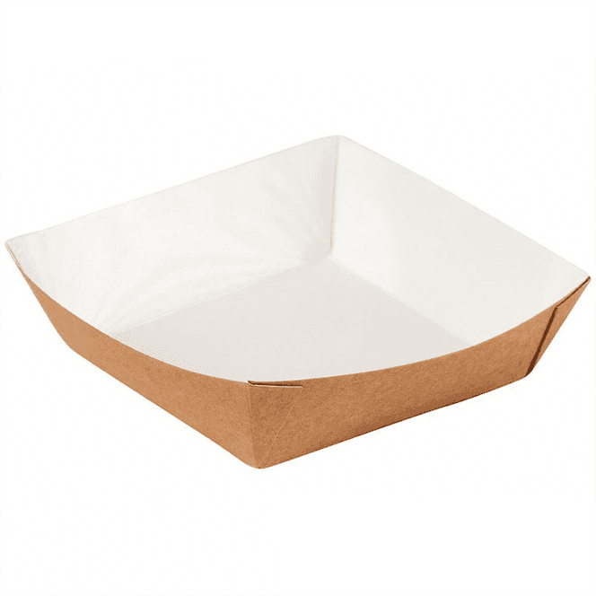 Упаковка бумажная для гамбургера, фри, чиабатты 550 мл 139*139*42 мм ECO Tray "Pure Kraft"