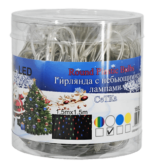 Гирлянда "СЕТКА" 1,5*1,5 м, 160 L Ассорти Гирлянда "СЕТКА" 1,5*1,5 м, 160 L Ассорти
