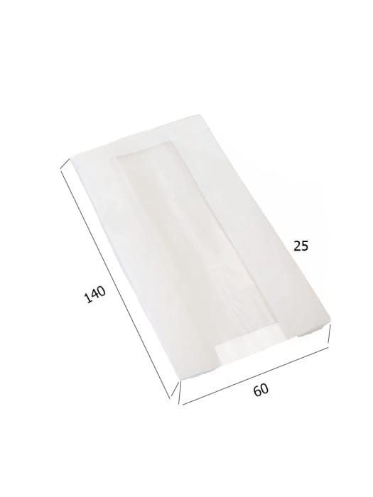 Пакет бумажный 140*60*60*25 БЕЛЫЙ, с окном, V-дно Пакет бумажный 140*60*60*25 БЕЛЫЙ, с окном, V-дно