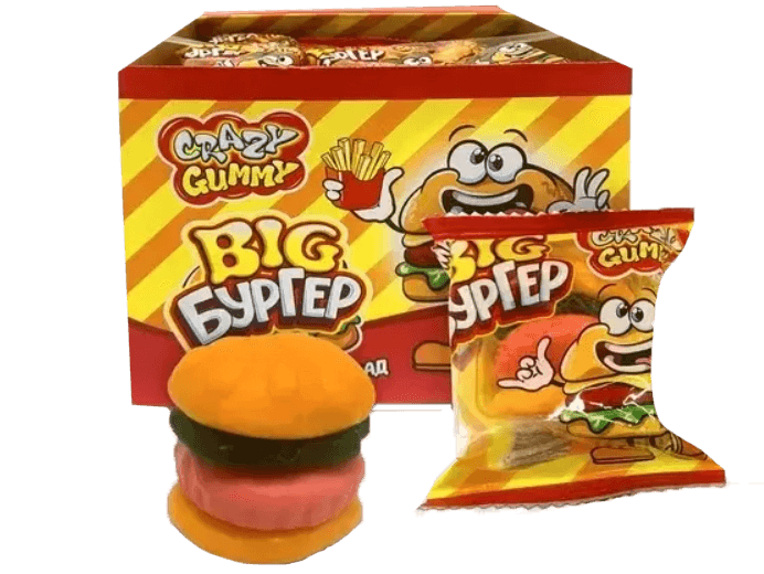 Мармелад "CRAZY GUMMY BIG "Бургер" 18г Кк (36 шт.упак) Мармелад "CRAZY GUMMY BIG "Бургер" 18г Кк (36 шт.упак)