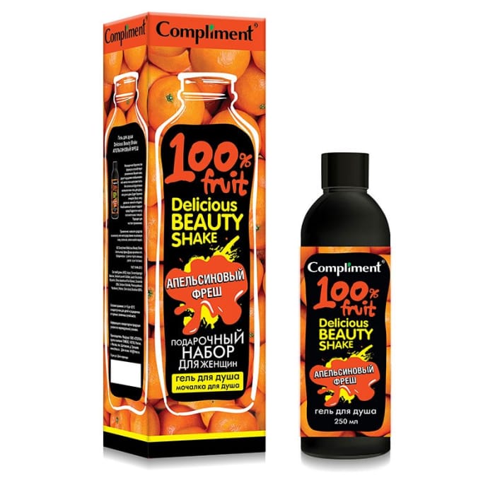 Подарочный набор "Compliment" Delicious Beauty Shake ПН №1561 Апельсиновый фреш/Гель для душа, 250 мл + мочалка Подарочный набор "Compliment" Delicious Beauty Shake ПН №1561 Апельсиновый фреш/Гель для душа, 250 мл + мочалка