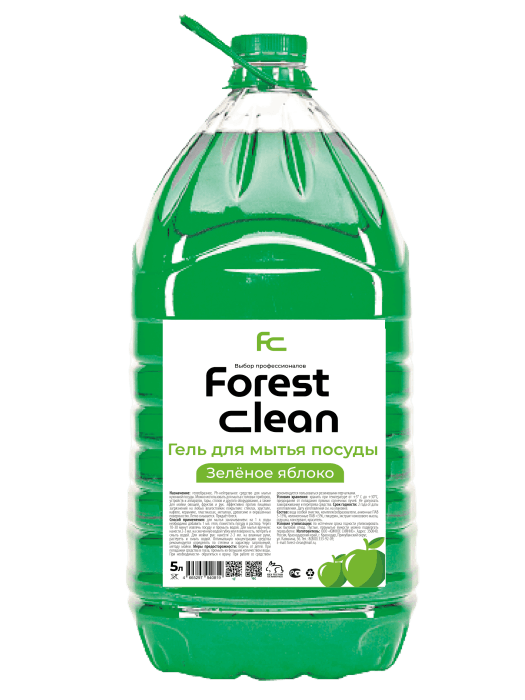 Средство для мытья посуды 5 л "FOREST clean" ПЭТ Концентрат-гель, Зеленое яблоко Средство для мытья посуды 5 л "FOREST clean" ПЭТ Концентрат-гель, Зеленое яблоко