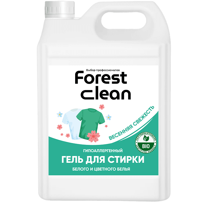 Гель для стирки белья 5 л "FOREST clean" канистра ЕВРО концентрат, Весенняя Свежесть Гель для стирки белья 5 л "FOREST clean" канистра ЕВРО концентрат, Весенняя Свежесть
