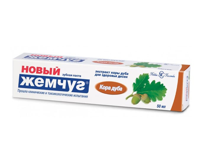 Зубная паста 100 мл/120г "Новый Жемчуг" НК, Кора дуба Зубная паста 100 мл/120г "Новый Жемчуг" НК, Кора дуба