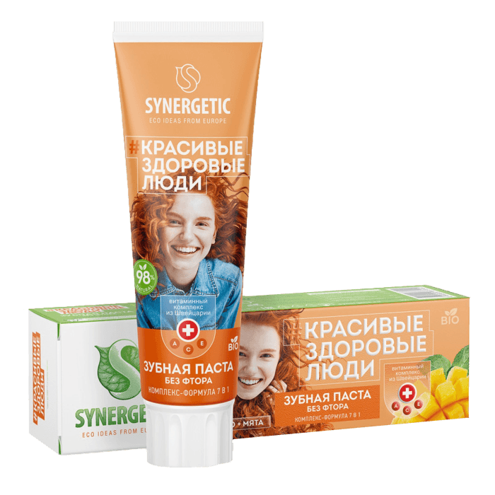 Зубная паста 100 гр SYNERGETIC, Комплекс формула 7 в 1 Зубная паста 100 гр SYNERGETIC, Комплекс формула 7 в 1