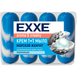 Косметическое мыло 75 гр "EXXE" полосатое ЭКОПАК (4 шт.упак), Синее, Морской жемчуг Косметическое мыло 75 гр "EXXE" полосатое ЭКОПАК (4 шт.упак), Синее, Морской жемчуг