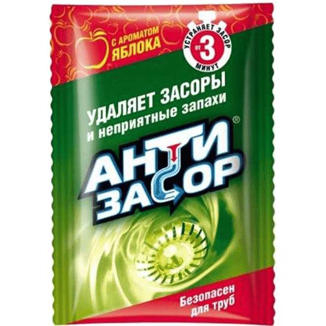 Антизасор 50 гр гранулированное средство для удаления засора в трубах, Яблоко Антизасор 50 гр гранулированное средство для удаления засора в трубах, Яблоко